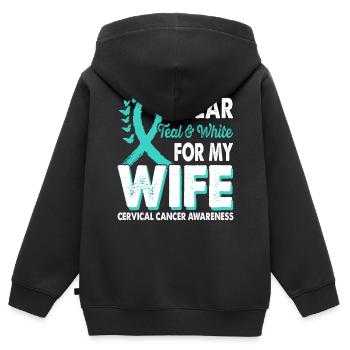 Tragen Sie Blaugrün & Weiß Für Den Monat Des - Kinder Premium Organic Zip Hoodie - Schwarz - Hinten - AI Model Kid Male (0cm)