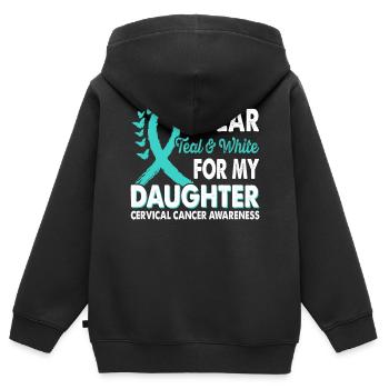 Tragen Sie Blaugrün & Weiß Für Das Bewusstsein Der - Kinder Premium Organic Zip Hoodie - Schwarz - Hinten - AI Model Kid Male (0cm)