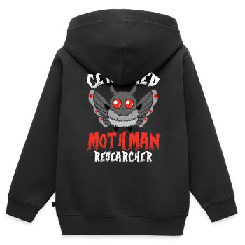 Folklore cryptide - Sweat Premium à capuche zippé enfant bio - noir - Dos - AI Model Kid Male (0cm)