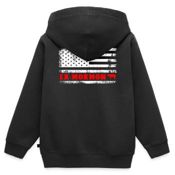 Tapir Exmo Patriotique Post-Mormon Anti-LDS - Sweat Premium à capuche zippé enfant bio - noir - Dos - AI Model Kid Male (0cm)