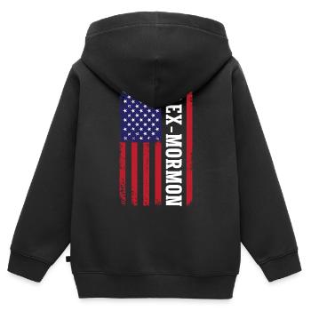 Tapir Exmo Patriotisch Postmormonisch Anti LDS - Kinder Premium Organic Zip Hoodie - Schwarz - Hinten - AI Model Kid Male (0cm)