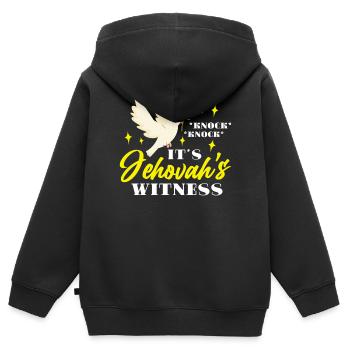 JW - Kinder Premium Organic Zip Hoodie - Schwarz - Hinten - AI Model Kid Male (0cm)