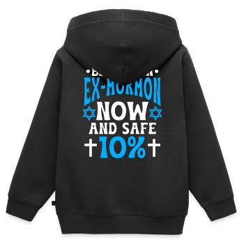 Post-Mormon Exmo - Sweat Premium à capuche zippé enfant bio - noir - Dos - AI Model Kid Male (0cm)
