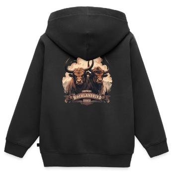 Premium Hochlandrind Züchter - Kinder Premium Organic Zip Hoodie - Schwarz - Hinten - AI Model Kid Male (0cm)