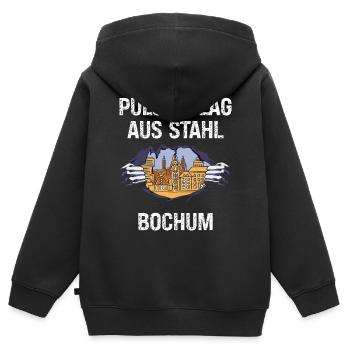 Au cœur de l’ouest Bochum Pott Charbon de la Ruhr Région de la Ruhr - Sweat Premium à capuche zippé enfant bio - noir - Dos - AI Model Kid Male (0cm)