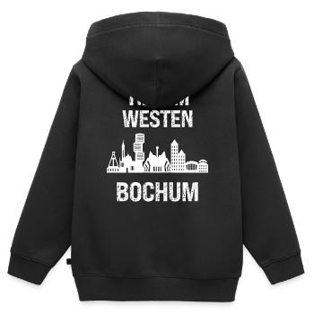 Au cœur de l’ouest Bochum Pott Charbon de la Ruhr Région de la Ruhr - Sweat Premium à capuche zippé enfant bio - noir - Dos - AI Model Kid Male (0cm)