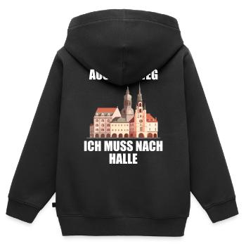 Halle Saale Aus dem Weg ich muss nach Hallenser - Kinder Premium Organic Zip Hoodie - Schwarz - Hinten - AI Model Kid Male (0cm)
