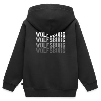 Wolfsburg - Sweat Premium à capuche zippé enfant bio - noir - Dos - AI Model Kid Male (0cm)