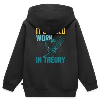 Robotik-liebhaber Es Sollte In Der Theorie - Kinder Premium Organic Zip Hoodie - Schwarz - Hinten - AI Model Kid Male (0cm)