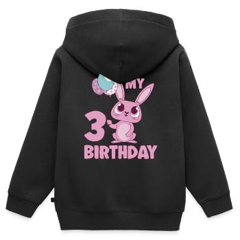 C’est mon 3 anniversaire 3 ans Bday Girl Idée cadeau - Sweat Premium à capuche zippé enfant bio - noir - Dos - AI Model Kid Male (0cm)