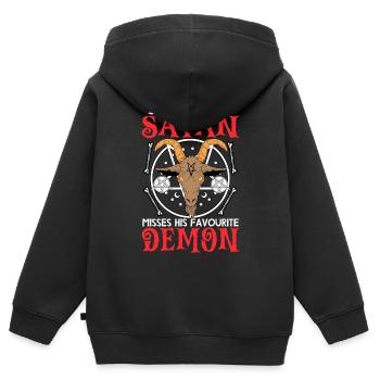 Lustiger Satanismus - Kinder Premium Organic Zip Hoodie - Schwarz - Hinten - AI Model Kid Male (0cm)