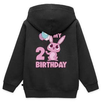 C’est mon 2 anniversaire 2 ans Bday Girl Idée cadeau - Sweat Premium à capuche zippé enfant bio - noir - Dos - AI Model Kid Male (0cm)
