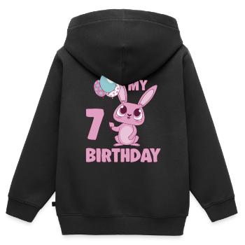 C’est mon 7 anniversaire 7 ans Bday Girl Idée cadeau - Sweat Premium à capuche zippé enfant bio - noir - Dos - AI Model Kid Male (0cm)