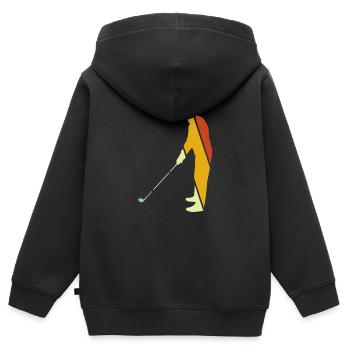 Golf Retro - Kinder Premium Organic Zip Hoodie - Schwarz - Hinten - AI Model Kid Male (0cm)