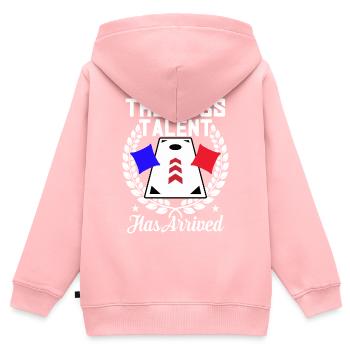 Lustiges Cornhole Corn Hole - Kinder Premium Organic Zip Hoodie - Rosa - Hinten - AI Model Kid Female (0cm)