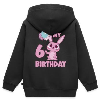 C’est mon idée cadeau de fille Bday 6 ans d’anniversaire 6 ans - Sweat Premium à capuche zippé enfant bio - noir - Dos - AI Model Kid Male (0cm)