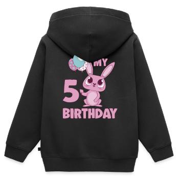 C’est mon idée cadeau de fille Bday 5 ans d’anniversaire 5 ans - Sweat Premium à capuche zippé enfant bio - noir - Dos - AI Model Kid Male (0cm)