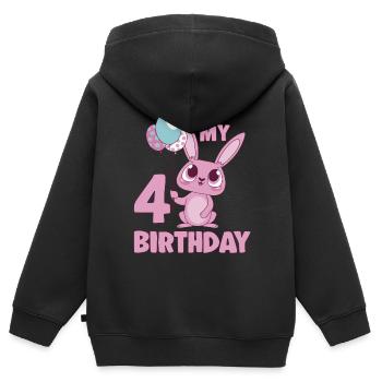 C’est mon idée cadeau de fille Bday 4 ans d’anniversaire 4 ans - Sweat Premium à capuche zippé enfant bio - noir - Dos - AI Model Kid Male (0cm)