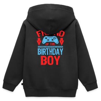 Friend Of the Birthday Boy Gaming Family Party - Kids Premium Organic Zip-up Hoodie - black - Back - AI Model Kid Male (0cm)