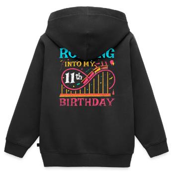 Roller Coaster Kid - Rolling Into My 11th Birthday - Kinder Premium Organic Zip Hoodie - Schwarz - Hinten - AI Model Kid Male (0cm)