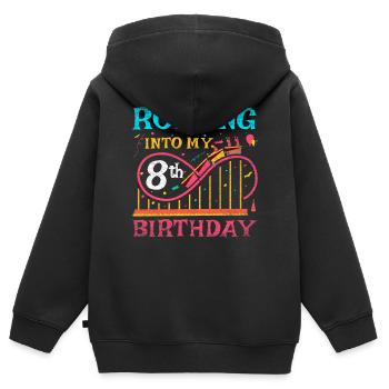 Roller Coaster Kid - Rolling Into My 8th Birthday - Kids Premium Organic Zip-up Hoodie - black - Back - AI Model Kid Male (0cm)