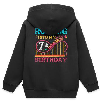 Roller Coaster Kid - Rolling Into My 7th Birthday - Kinder Premium Organic Zip Hoodie - Schwarz - Hinten - AI Model Kid Male (0cm)