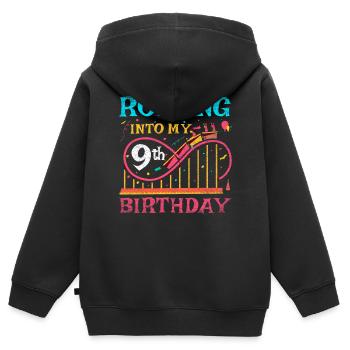 Roller Coaster Kid - Rolling Into My 9th Birthday - Kinder Premium Organic Zip Hoodie - Schwarz - Hinten - AI Model Kid Male (0cm)