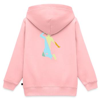 Chanter rétro - Sweat Premium à capuche zippé enfant bio - rose - Dos - AI Model Kid Female (0cm)