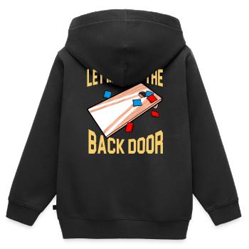 Lustiges Cornhole Corn Hole - Kinder Premium Organic Zip Hoodie - Schwarz - Hinten - AI Model Kid Male (0cm)