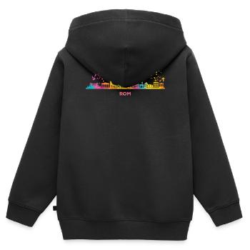 Horizon romain Rome - Sweat Premium à capuche zippé enfant bio - noir - Dos - AI Model Kid Male (0cm)