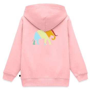 Elefant Retro - Kinder Premium Organic Zip Hoodie - Rosa - Hinten - AI Model Kid Female (0cm)