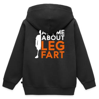 Prothèse de jambe Amputé de jambe Posez-moi la question sur le pet de jambe - Sweat Premium à capuche zippé enfant bio - noir - Dos - AI Model Kid Male (0cm)