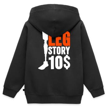 Leg Prosthesis Leg Story 10$ - Kids Premium Organic Zip-up Hoodie - black - Back - AI Model Kid Male (0cm)