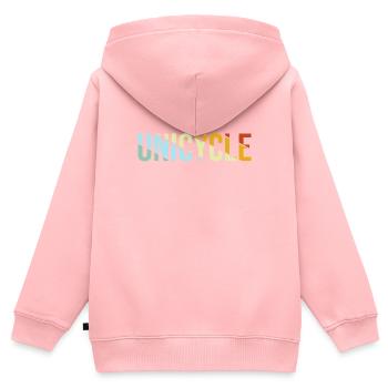 Rétro monocycle - Sweat Premium à capuche zippé enfant bio - rose - Dos - AI Model Kid Female (0cm)