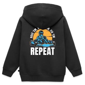 Kart Racing Race 'Em Break 'Em Karting Kart Racer - Sweat Premium à capuche zippé enfant bio - noir - Dos - AI Model Kid Male (0cm)