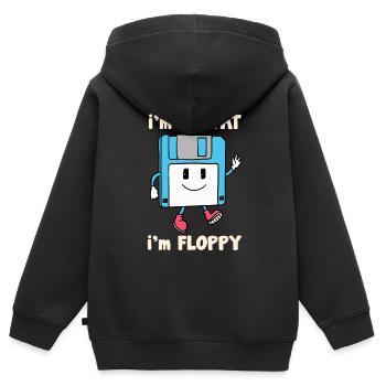 Floppy Disk Witz Joke - Kids Premium Organic Zip-up Hoodie - black - Back - AI Model Kid Male (0cm)