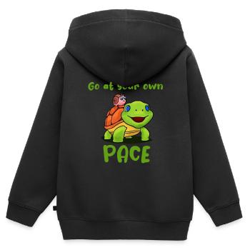 Tempo Schildkröte Witzig - Kinder Premium Organic Zip Hoodie - Schwarz - Hinten - AI Model Kid Male (0cm)
