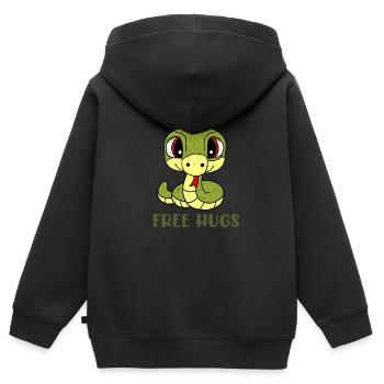 Câlins gratuits - Sweat Premium à capuche zippé enfant bio - noir - Dos - AI Model Kid Male (0cm)
