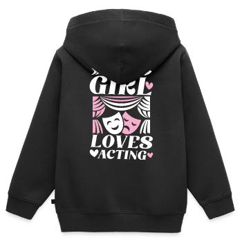 This Girl Loves Acting für einen Schauspieler - Kinder Premium Organic Zip Hoodie - Schwarz - Hinten - AI Model Kid Male (0cm)