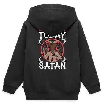 Satanischer Satanismus - Kinder Premium Organic Zip Hoodie - Schwarz - Hinten - AI Model Kid Male (0cm)