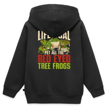 Rainette aux yeux rouges - Sweat Premium à capuche zippé enfant bio - noir - Dos - AI Model Kid Male (0cm)