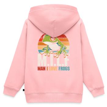 Rainette aux yeux rouges Homme J’aime les grenouilles - Sweat Premium à capuche zippé enfant bio - rose - Dos - AI Model Kid Female (0cm)