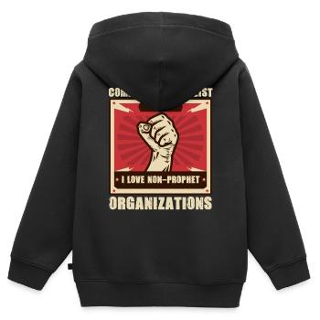 Athéisme - Sweat Premium à capuche zippé enfant bio - noir - Dos - AI Model Kid Male (0cm)