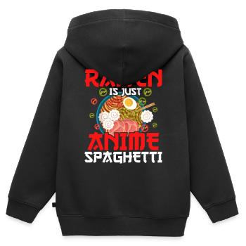 Japanische Nudeln - Kinder Premium Organic Zip Hoodie - Schwarz - Hinten - AI Model Kid Male (0cm)