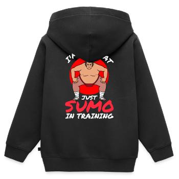 Lutteurs de sumo Lutte de sumo - Sweat Premium à capuche zippé enfant bio - noir - Dos - AI Model Kid Male (0cm)