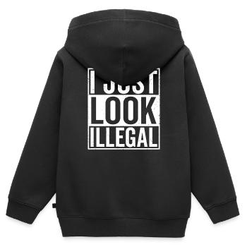 I watch illegal pro immigration - Kids Premium Organic Zip-up Hoodie - black - Back - AI Model Kid Male (0cm)