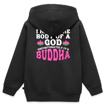 Bouddhisme bouddhiste - Sweat Premium à capuche zippé enfant bio - noir - Dos - AI Model Kid Male (0cm)