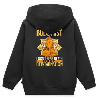 Bouddhisme Bouddha - Sweat Premium à capuche zippé enfant bio - noir - Dos - AI Model Kid Male (0cm)