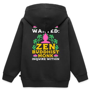 Bouddhisme Bouddha - Sweat Premium à capuche zippé enfant bio - noir - Dos - AI Model Kid Male (0cm)