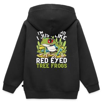 Rainette aux yeux rouges - Sweat Premium à capuche zippé enfant bio - noir - Dos - AI Model Kid Male (0cm)